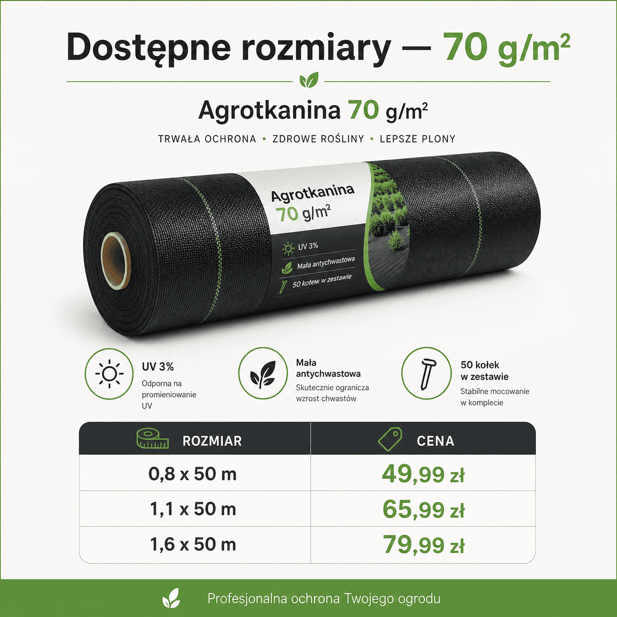 Agrotkanina 0,8 × 50 m - 70 g/m² miniatura 6